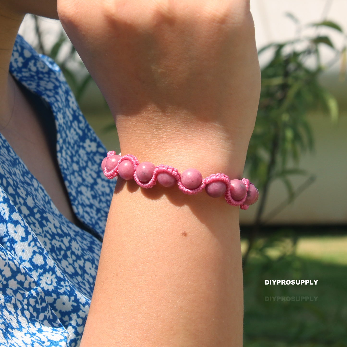 LS817 Rhodonite Lace Style Bracelet for Women Girls