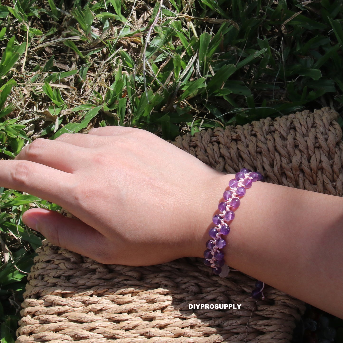 DB606 Amethyst Beaded Bracelet for Women Girls