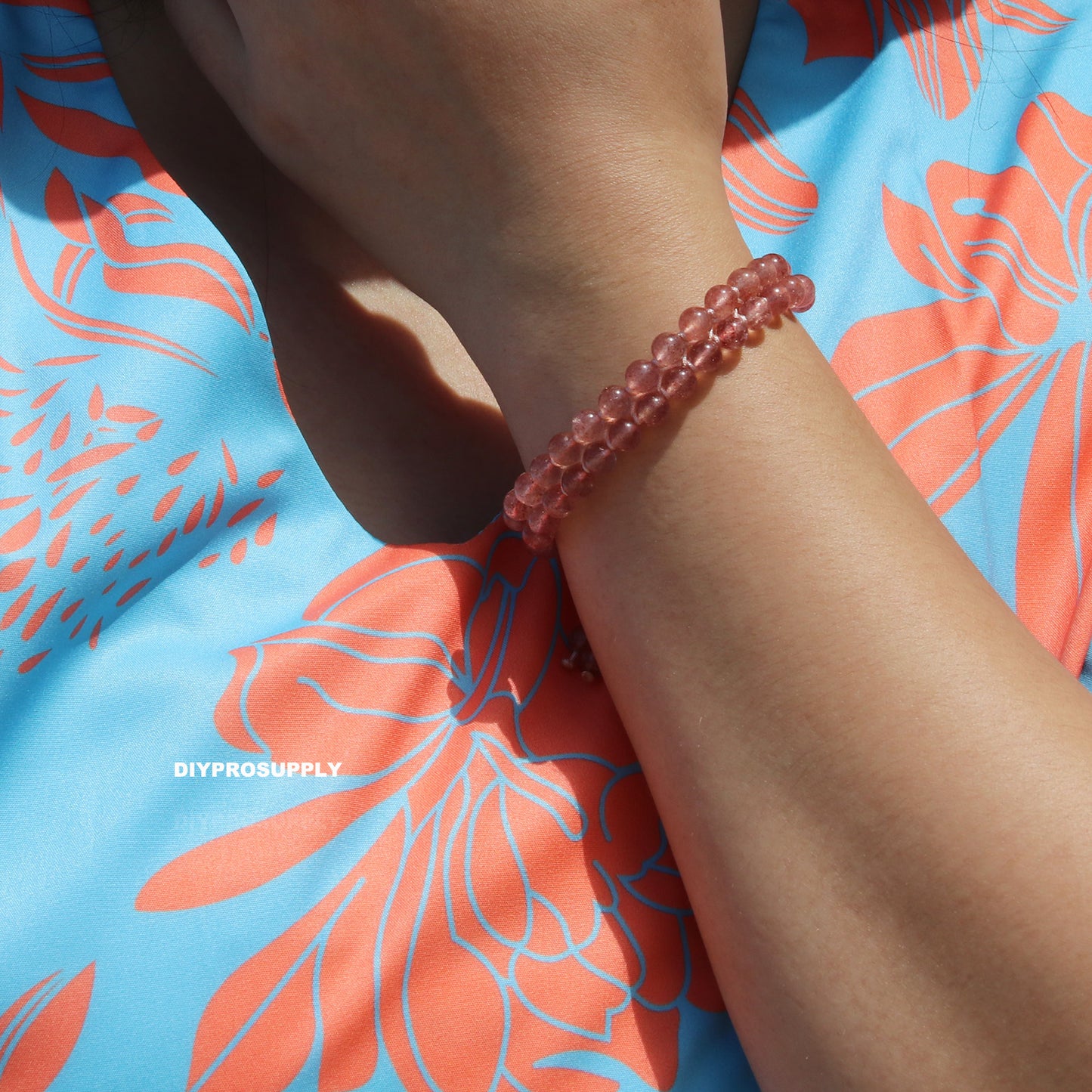 DB613 Starwberry Quartz Double Beads Bracelet for Women Girls