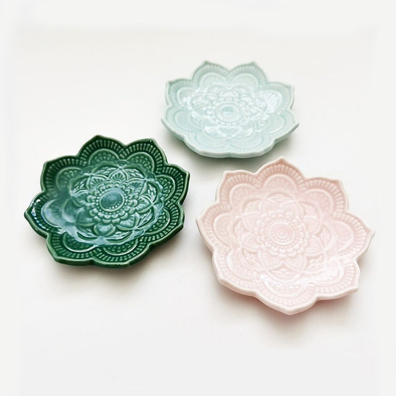 Lotus Plate Porcelain Dish Ceramic Jewelry Tray for Rings, Trinket Holder, Desk Decor Organizer