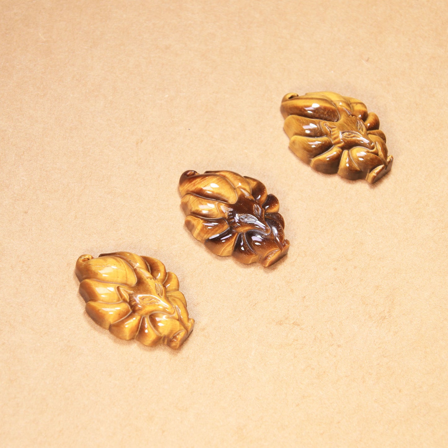 Natural Stone Tiger Eye Fox Pendant