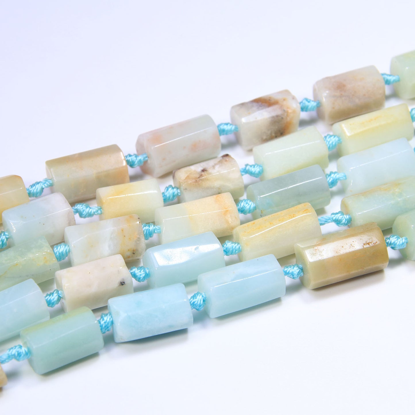 Raw Stone Bamboo Amazonite Strands