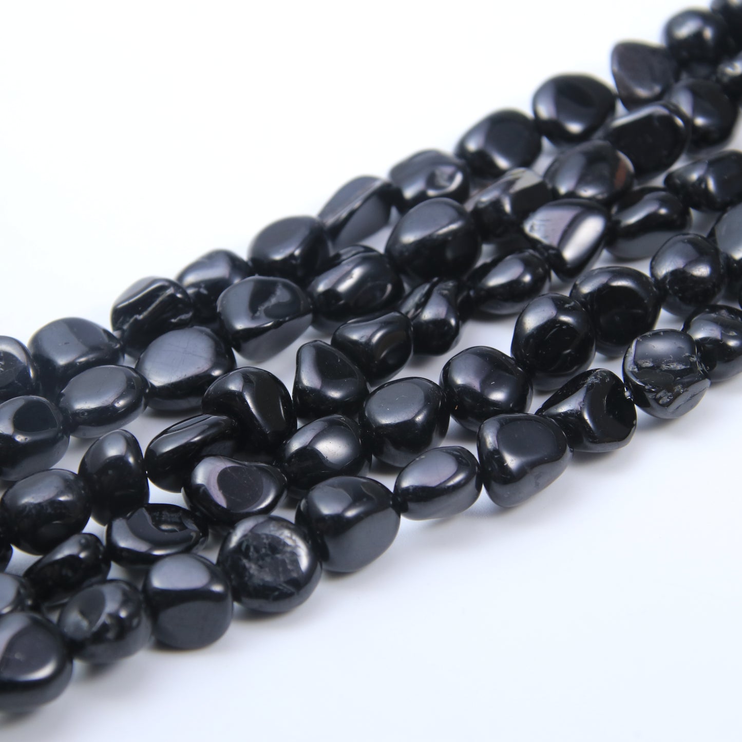 Black Tourmaline Beads(Cobblestone Shape)