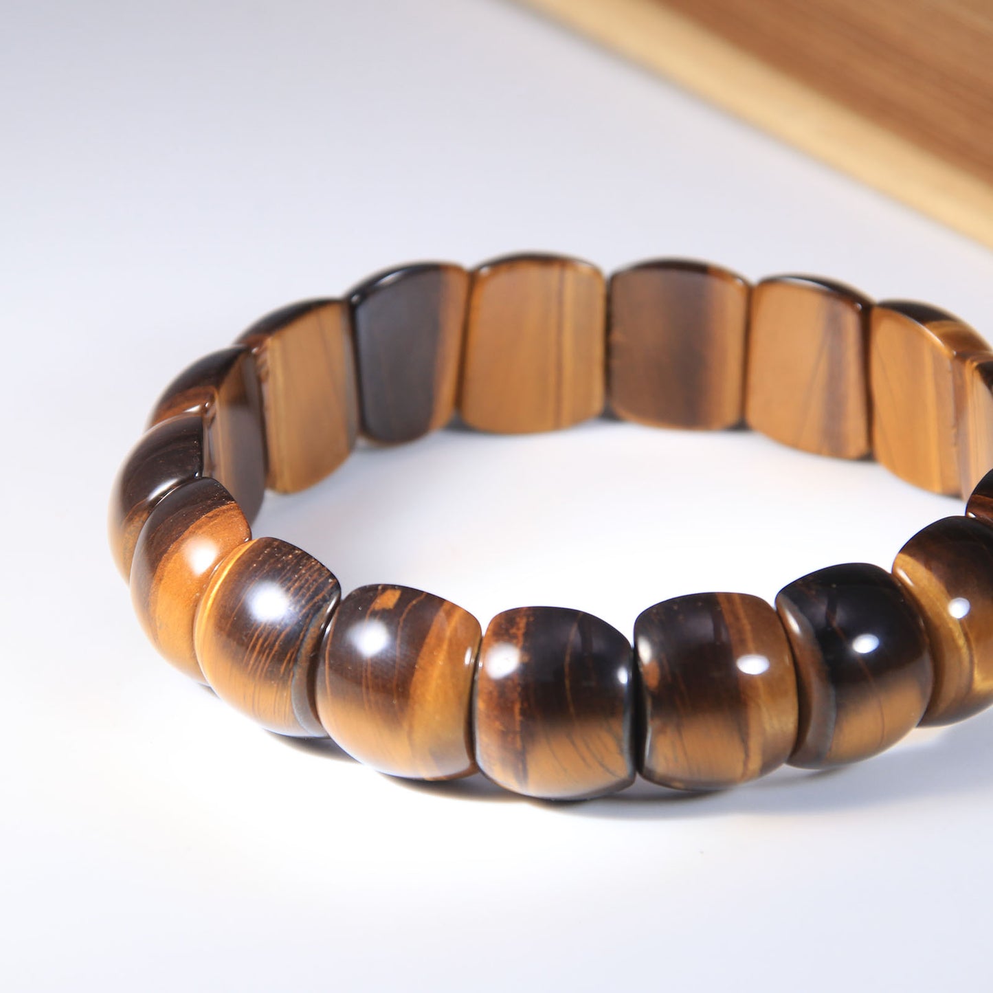 Natural Stone Tiger's Eye Nail Shape Bangle Bracelet