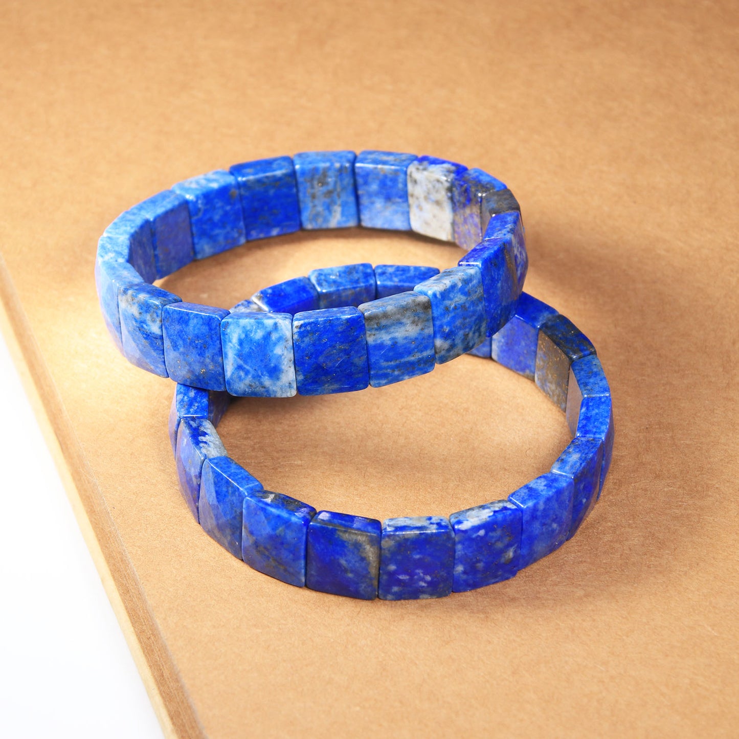 Natural Stone Lapis Lazuli Flat Bead Bangle