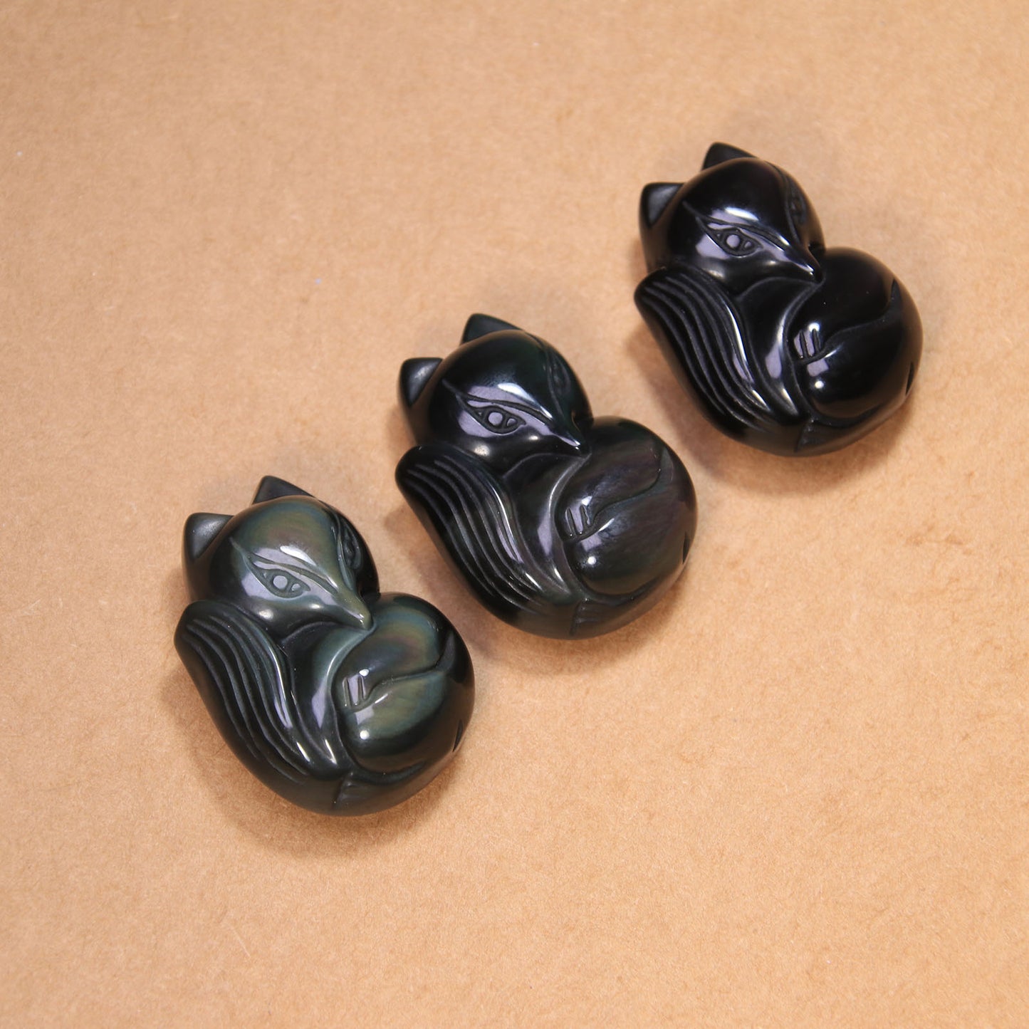 Rainbow Obsidian Fox Pendant