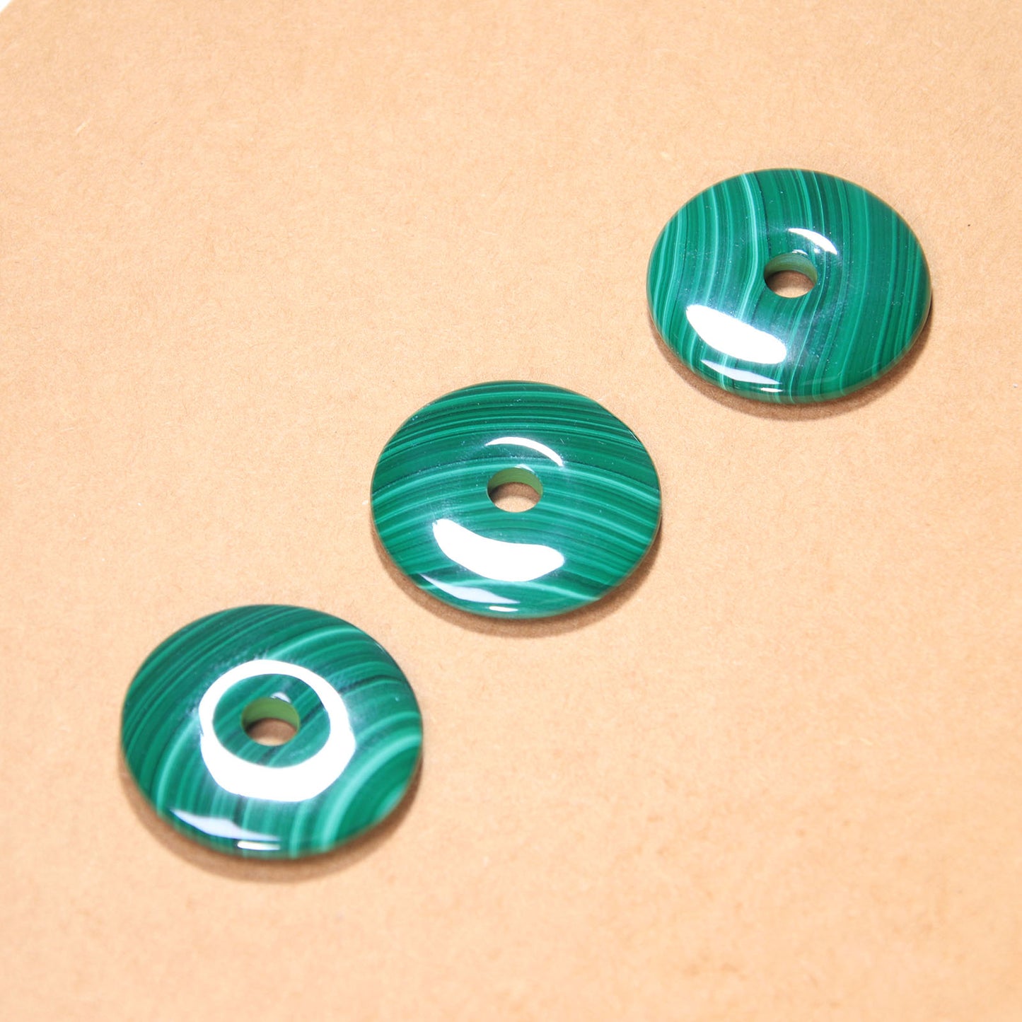 Natural Stone Malachite Donut Lucky Pendant