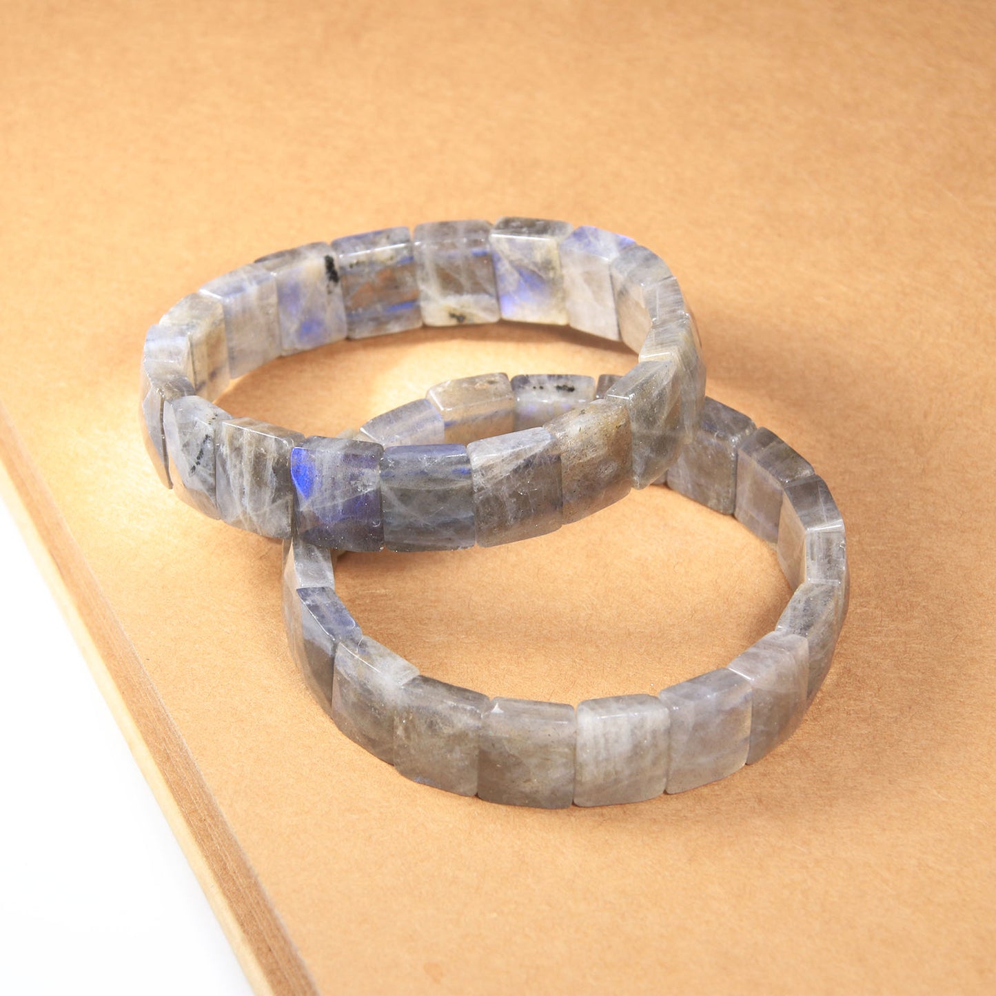 Natural Stone Labradorite Flatbeads Bangle