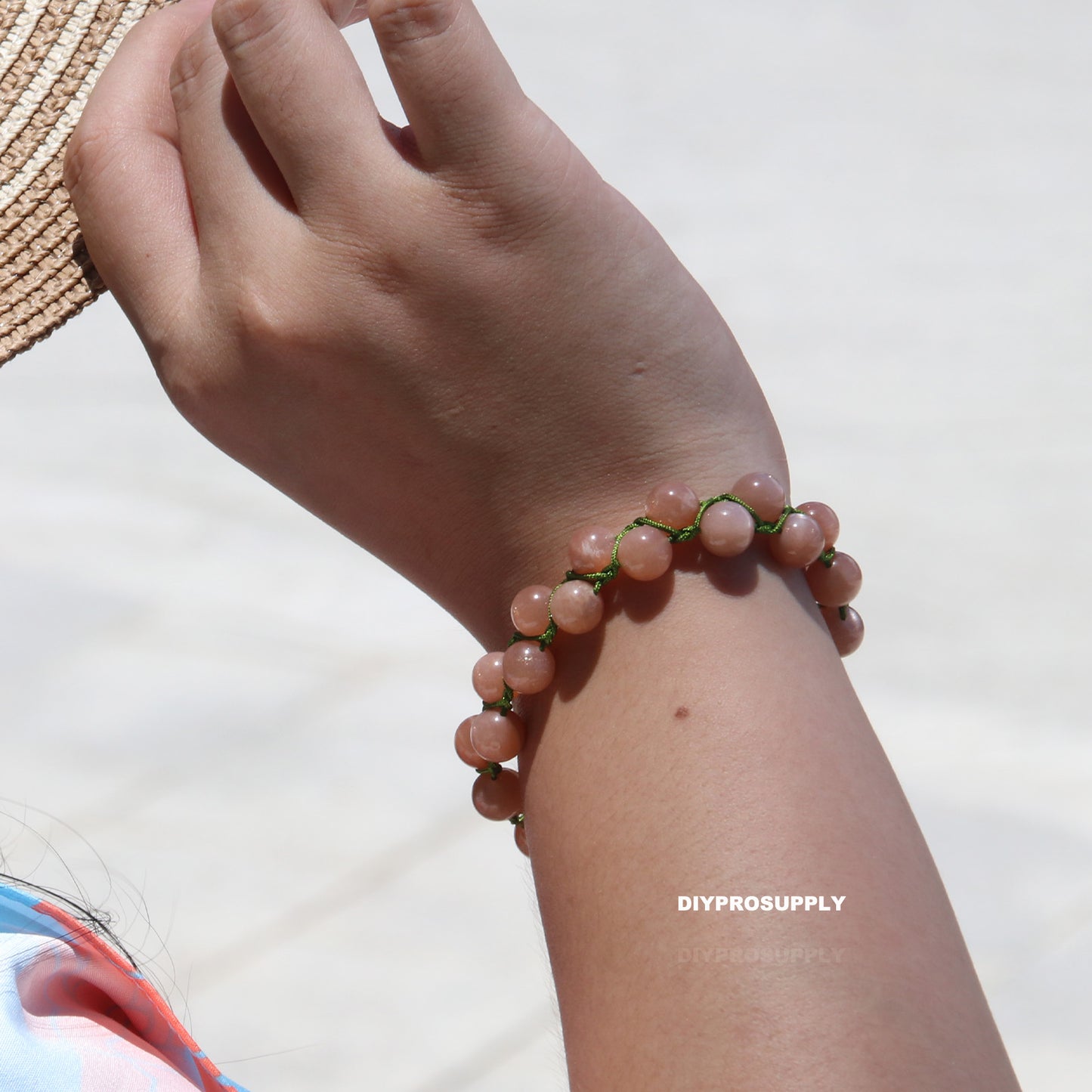 DB803 Peach Moonstone Kynaite Charm Bracelet for Women Girls