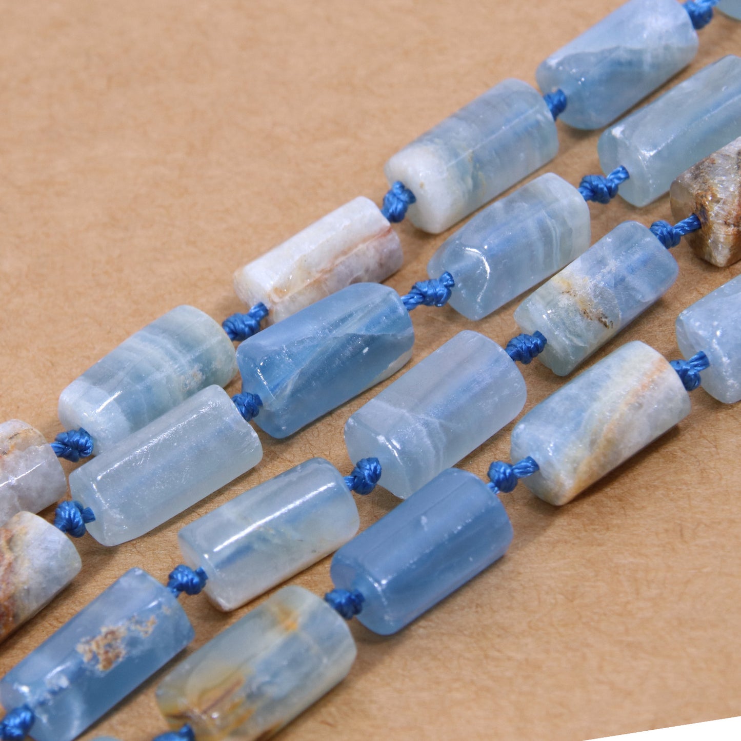 Blue Calcite Tube Gemstone Beads - Natural Beads for DIY Jewelry Making | Diyprosupply