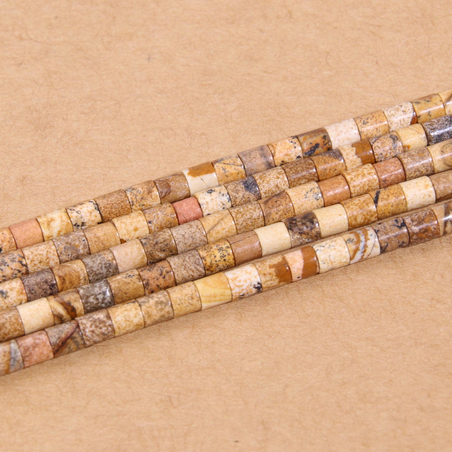 Eye-Catching Pictured Stone Columnar Beads - Semi-Precious Creative Craft Essentials