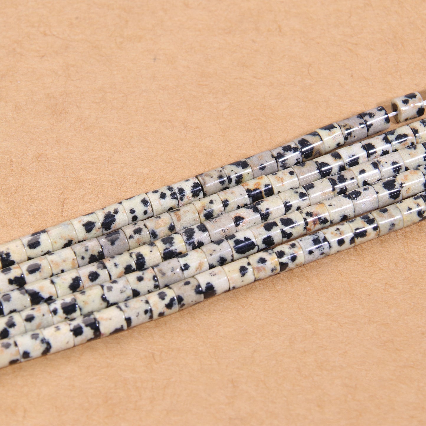 Premium Spotted Stone Cylinder Beads - Unique Pattern Crystal Craft Beads for Artisan Jewelry