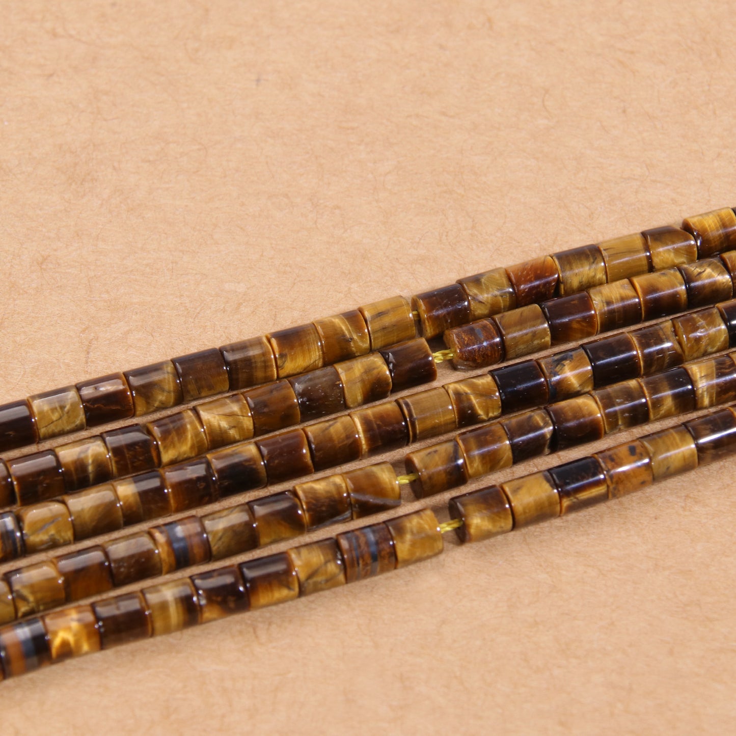 Unique Tiger Eye Columnar Gemstone Beads - Semi-Precious DIY Craft Essentials