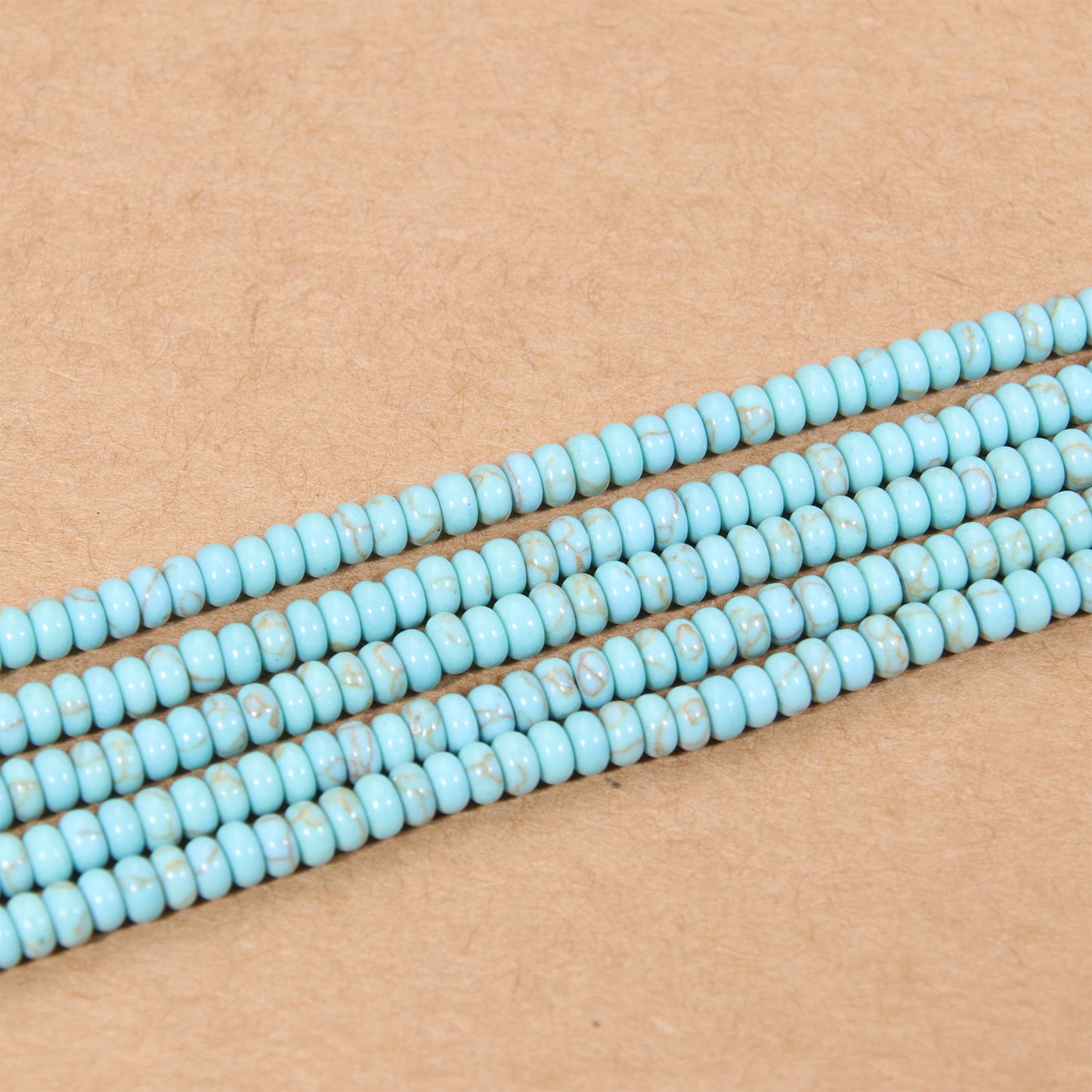 Vibrant Synthetic Turquoise Rondelle Beads - Sky-Blue Disc Beads for DIY Jewelry Making