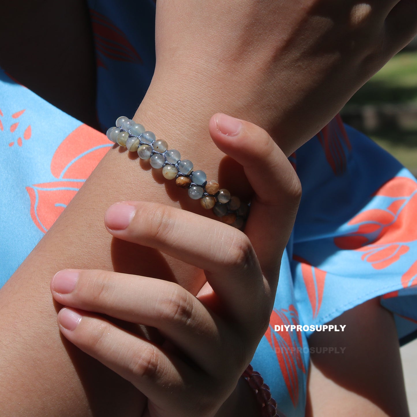 DB612 Blue Calcite Double Beads Bracelet for Women Girls