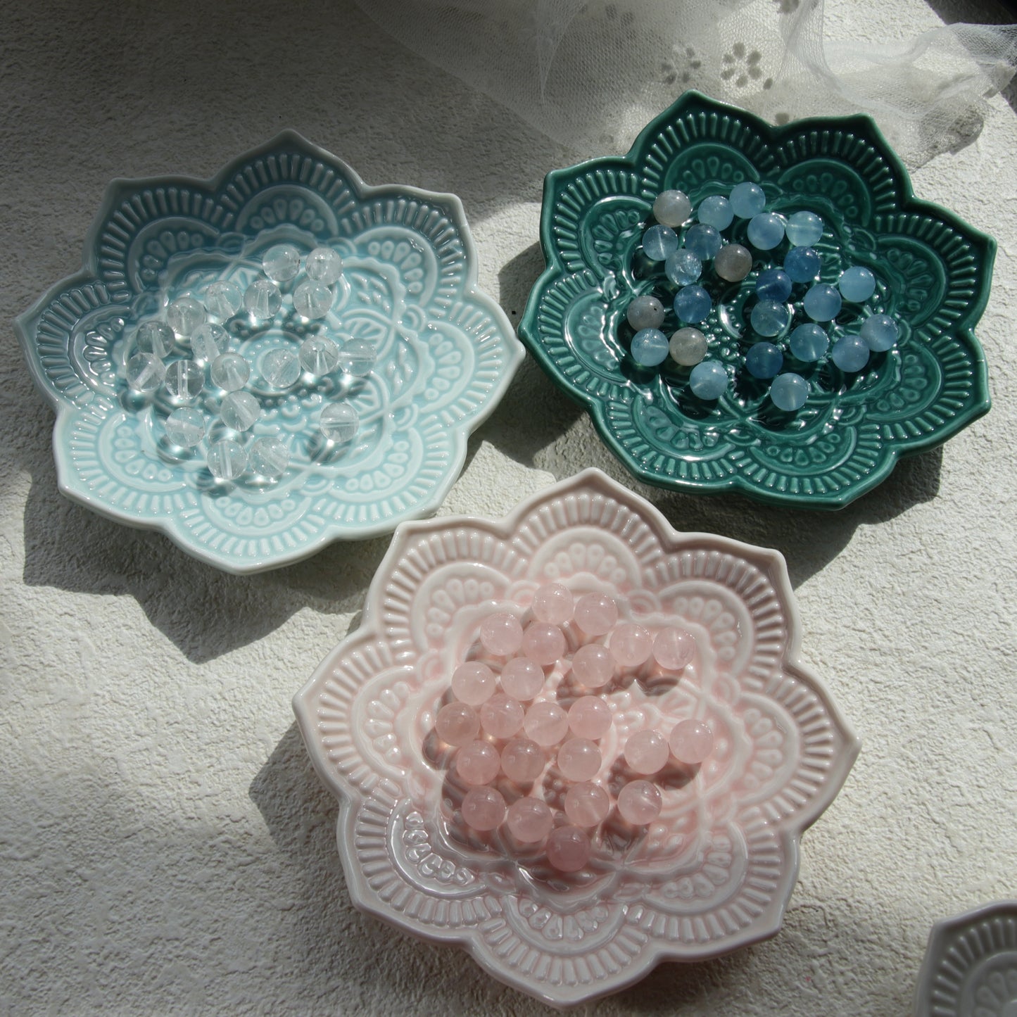 Lotus Plate Porcelain Dish Ceramic Jewelry Tray for Rings, Trinket Holder, Desk Decor Organizer