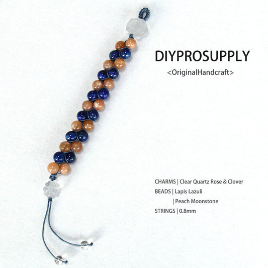 DB816 Peach Moonstone and Lapis Lazuli Beaded Bracelet