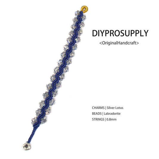 Labradorite Macramé Bracelet | Silver Lotus Charm