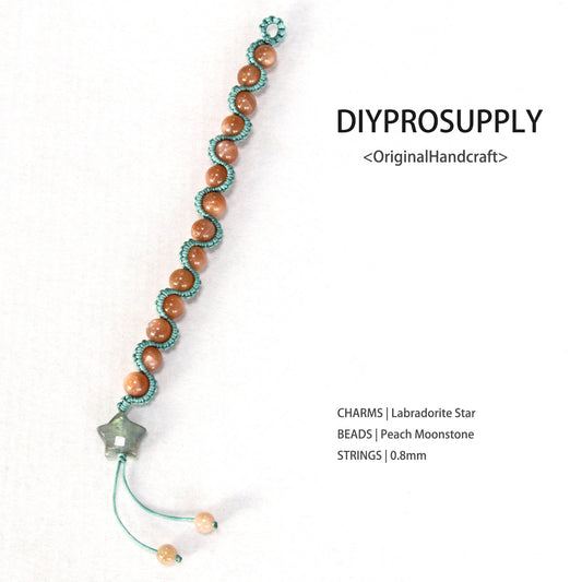 SB817 Peach Moonstone Lace Style Beads Bracelet