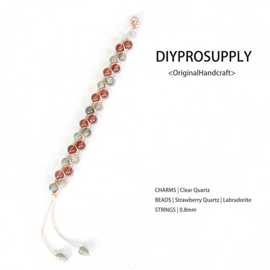 DB819 Strawberry and Labradorite Beads Bracelet