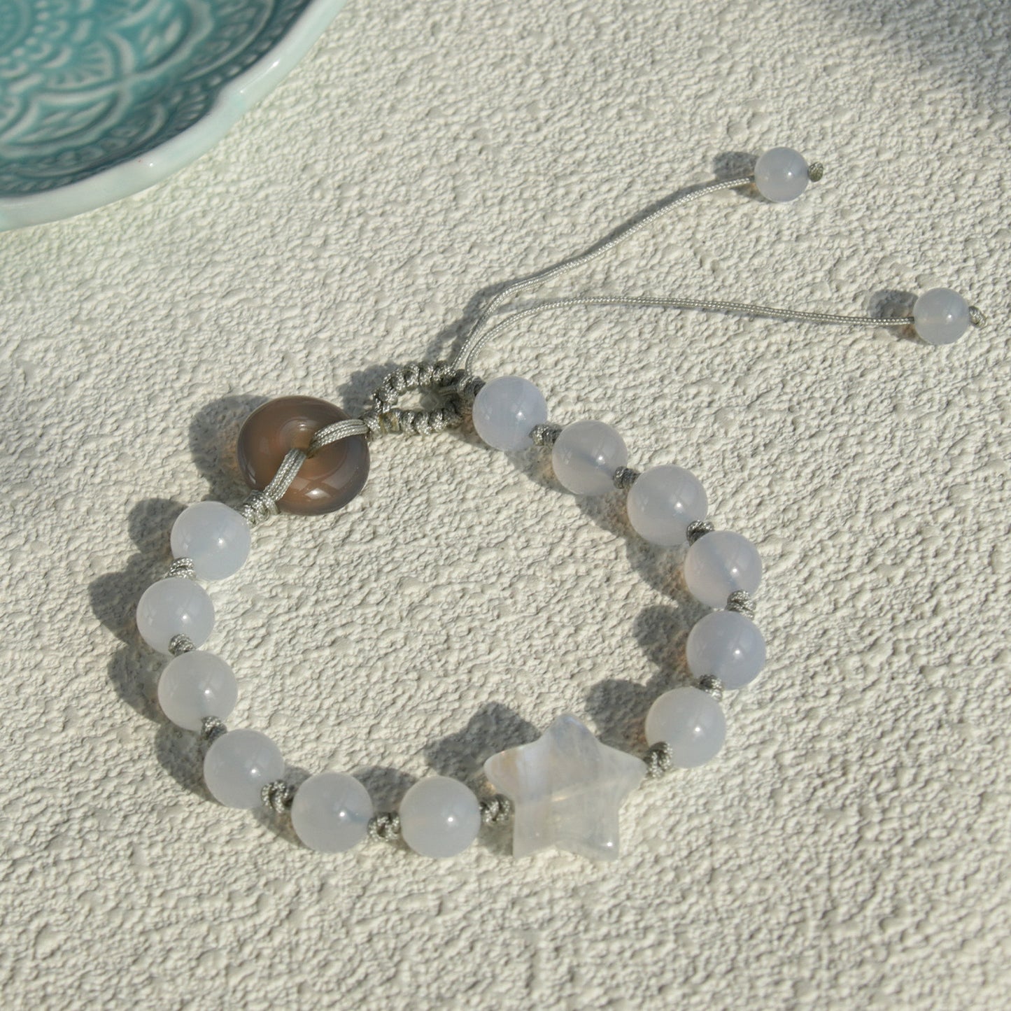 SB812 Blue Chalcedony Beaded Bracelet for Women Girls