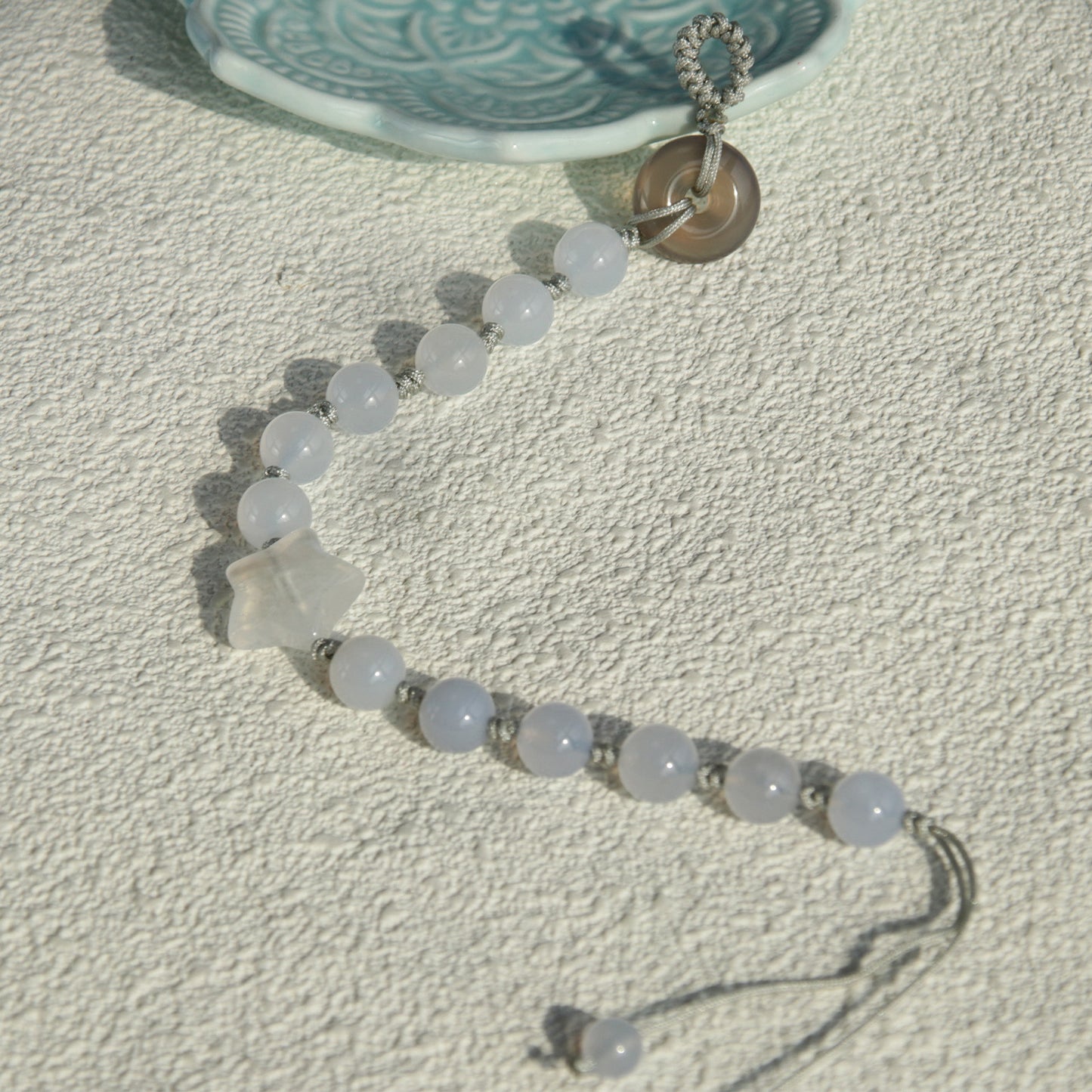 SB812 Blue Chalcedony Beaded Bracelet for Women Girls