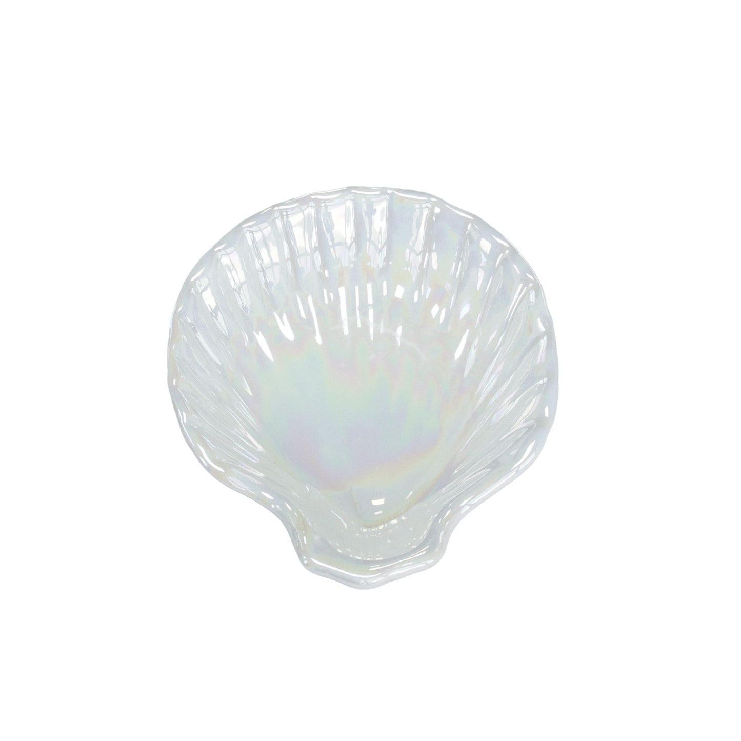 Seashell Ceramic Jewelry Tray Trinket Holder, Decorative Storage Bowl (4x4 inches)