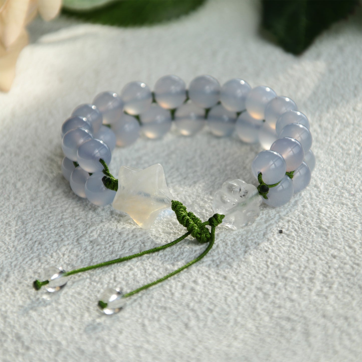 DB815 Blue Calcedony Double Beaded Bracelet for Women Girls