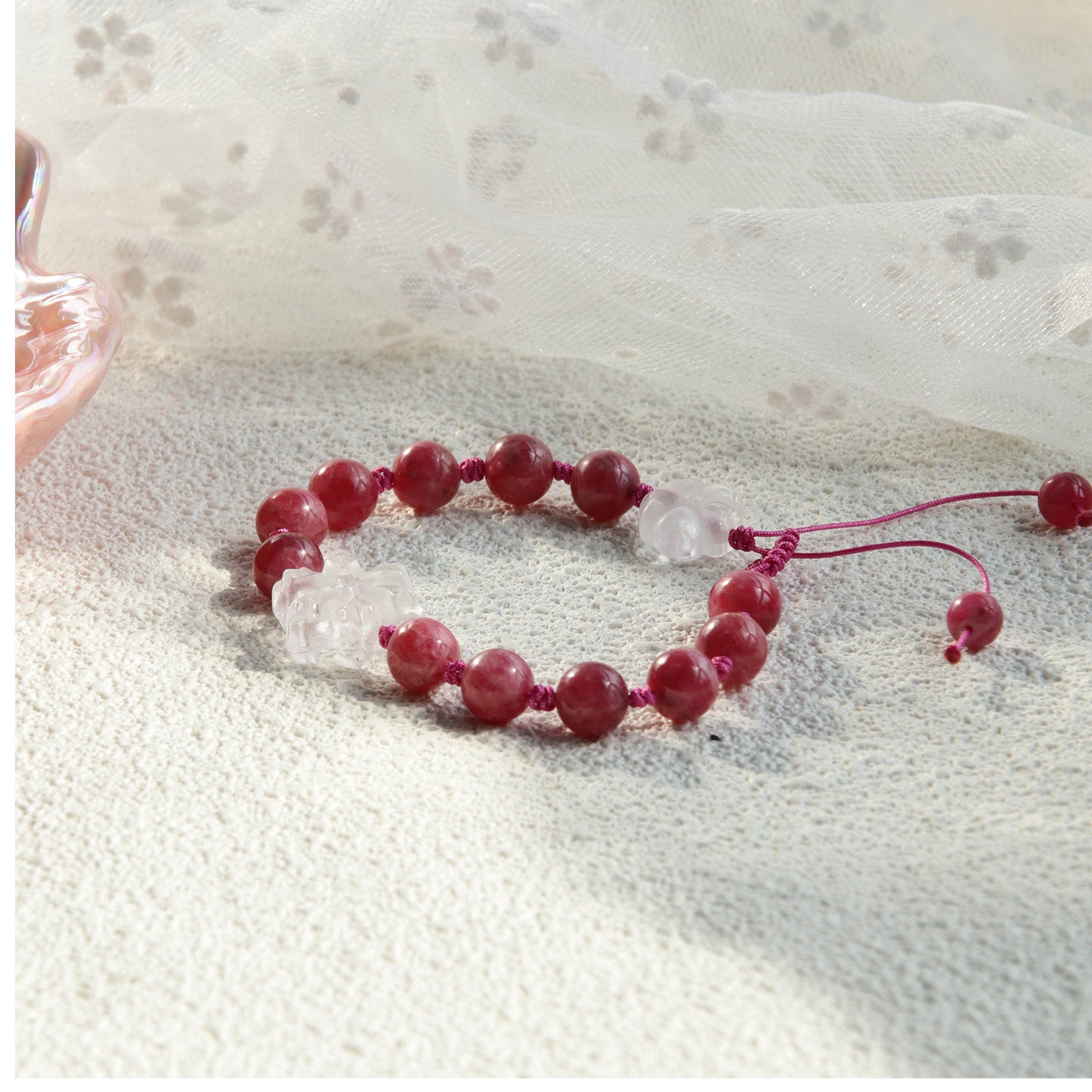 SB810 Rhodonite Snowflake Bracelet for Women Girls