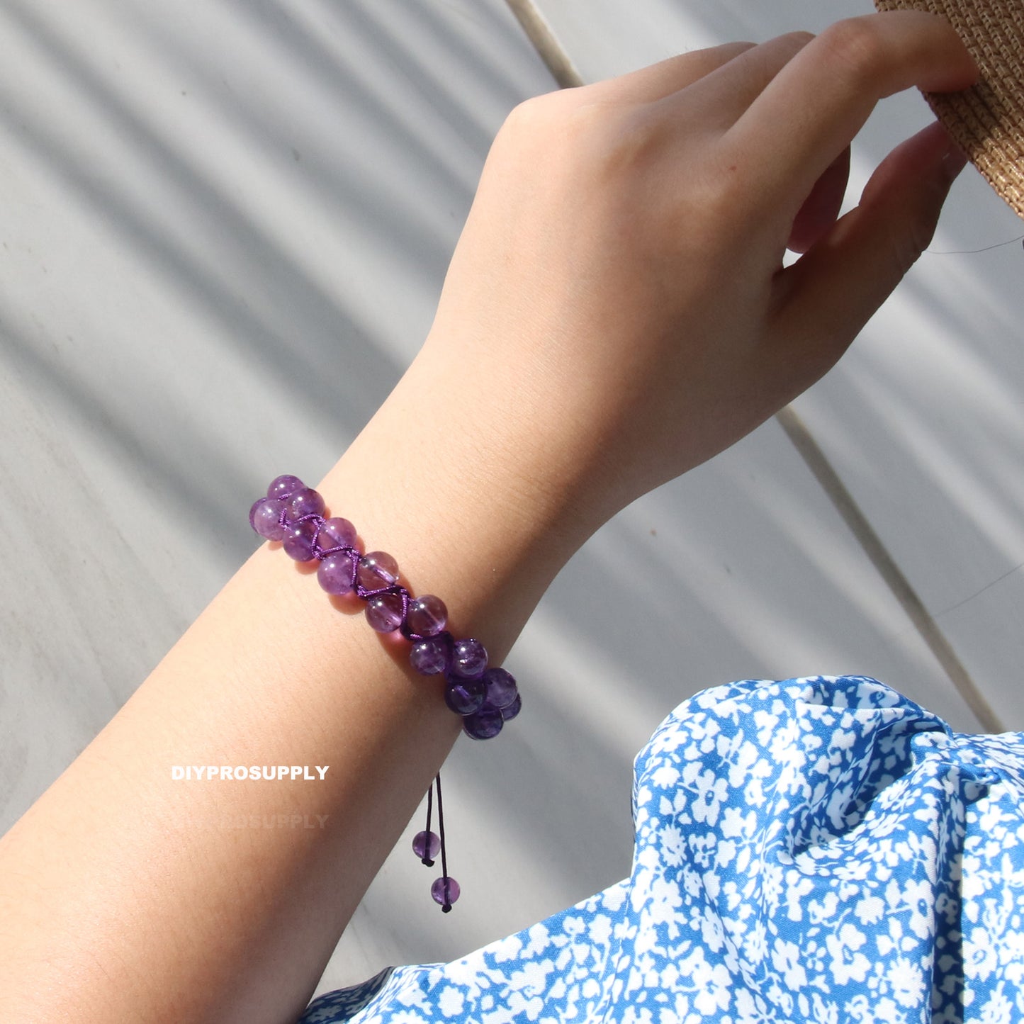 DB606 Lavender Amethyst Double Beads Bracelet for Women Girls