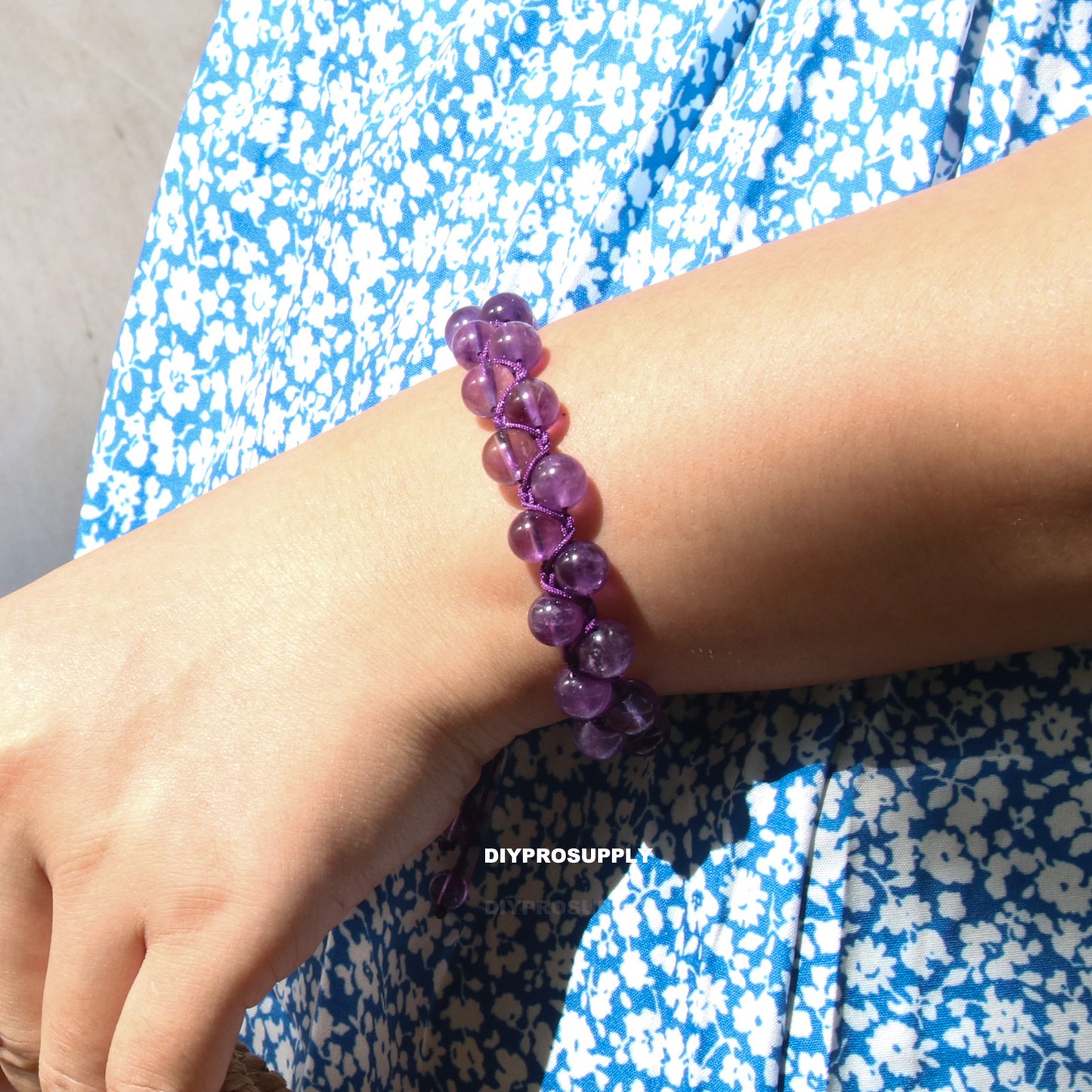 DB606 Lavender Amethyst Double Beads Bracelet for Women Girls