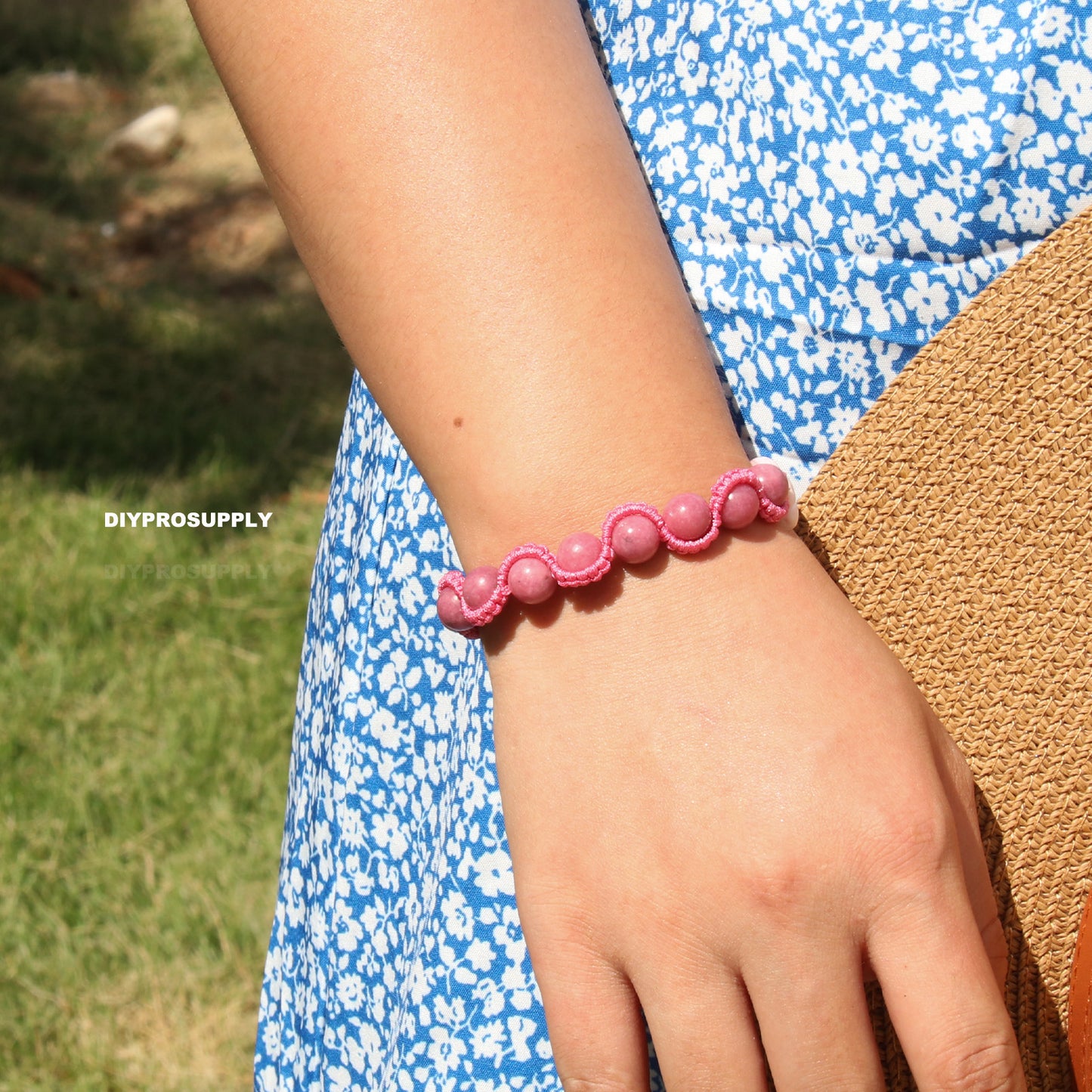 LS817 Rhodonite Lace Style Bracelet for Women Girls