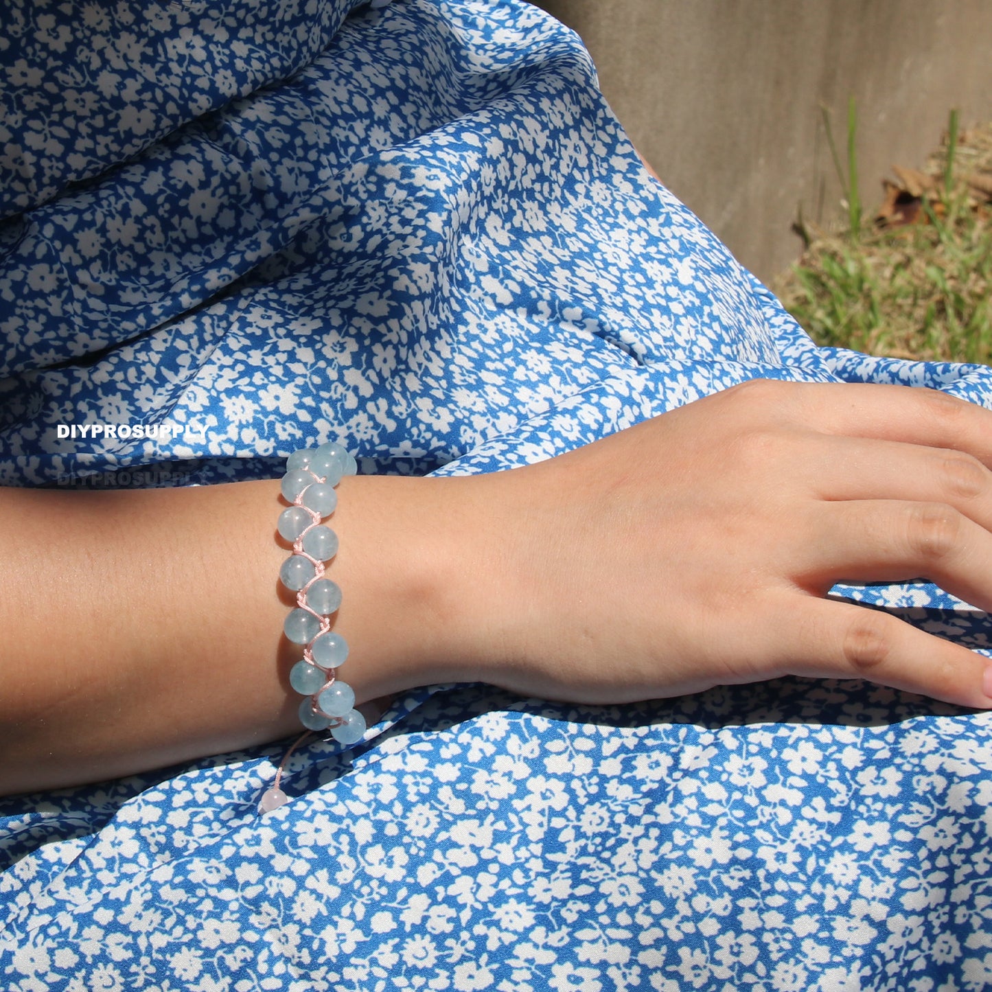 DB815 Blue Calcedony Double Beaded Bracelet for Women Girls