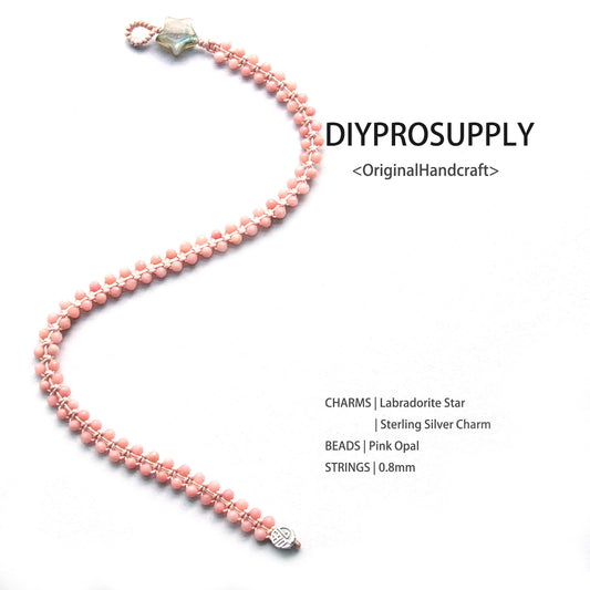 CN401 Pink Opal Choker Beads Necklace for Women Girls