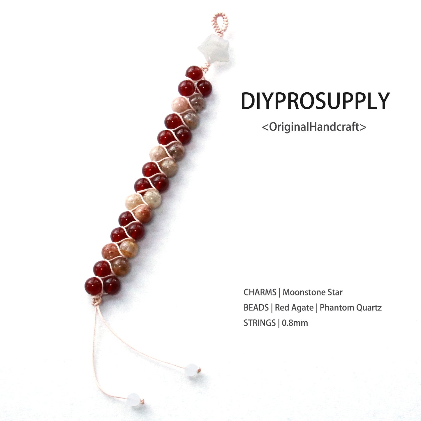DB807 Red Agate &Phantom Quartz Beads Bracelet for Women Girls