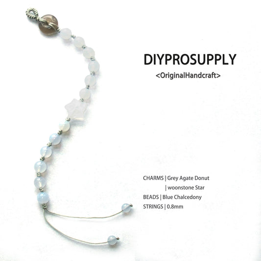 SB812 Blue Chalcedony Beaded Bracelet for Women Girls