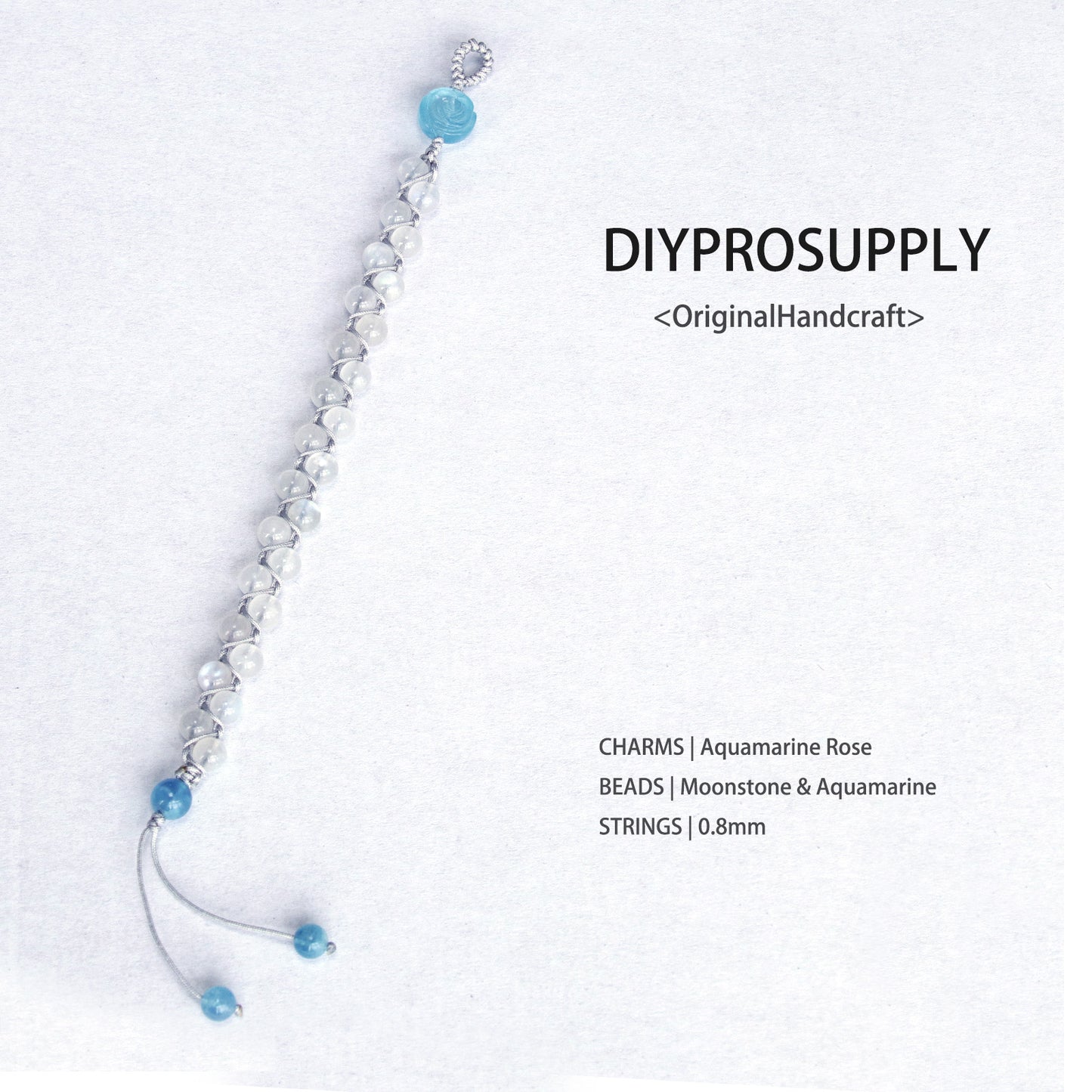 DB806 Moonstone & Aquamarine Double Beads Bracelet for Women Girls