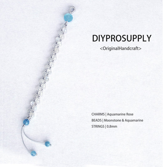 DB806 Moonstone & Aquamarine Double Beads Bracelet for Women Girls