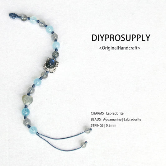 SB804 Aquamarine Labradorite Beaded Bracelet for Women Girls