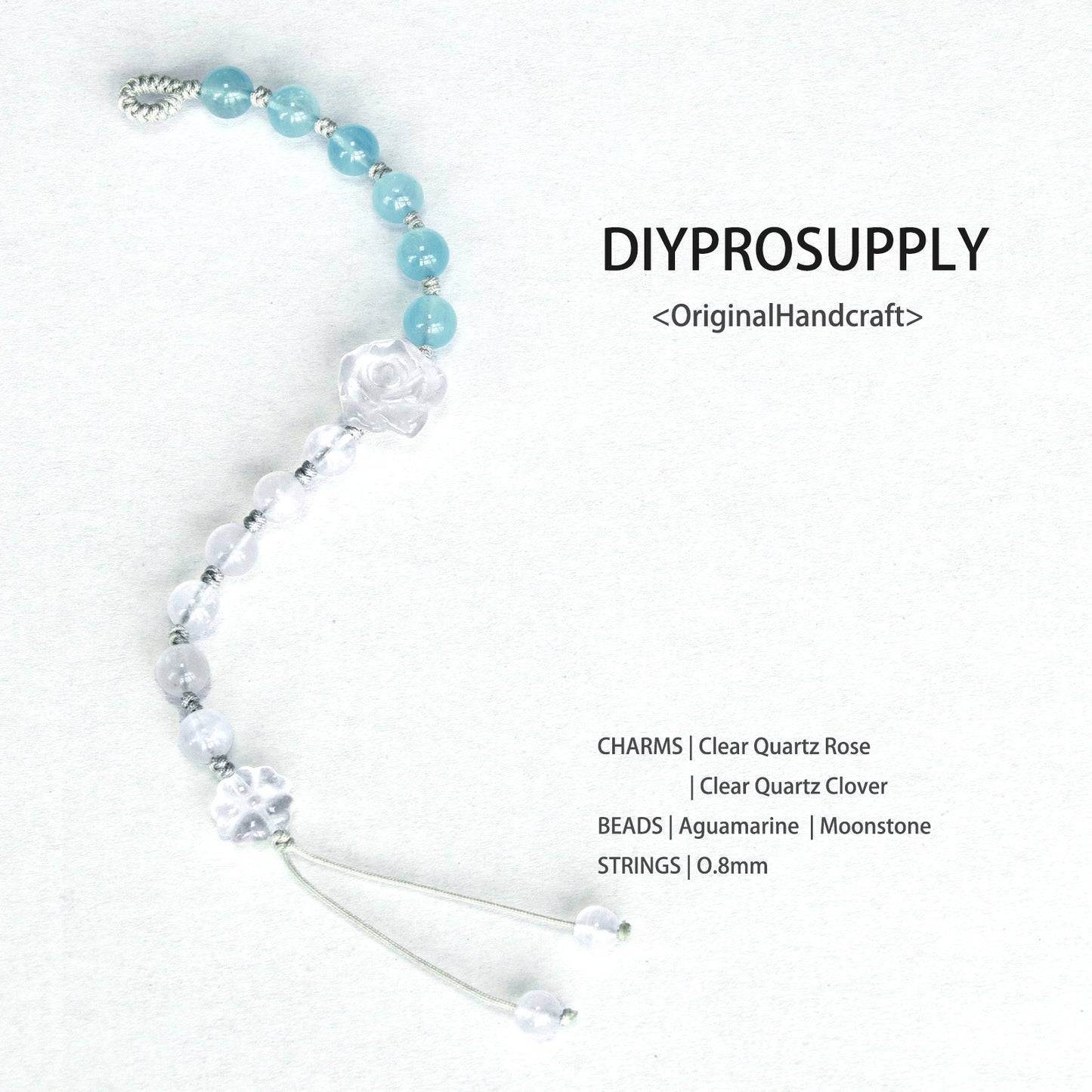 SB801 Aquamarine and Moonstone Rose Bracelet