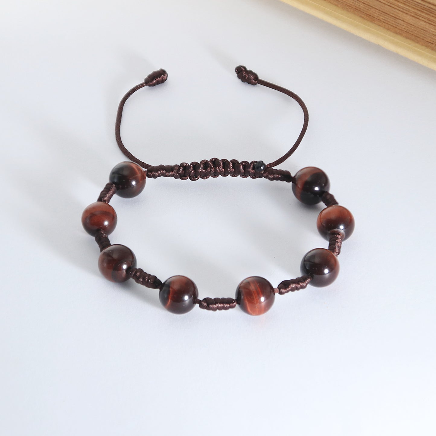 Handmade Red Tigers Eye Beads Bracelet 10mm, Adjustable Bracelet 6.5"