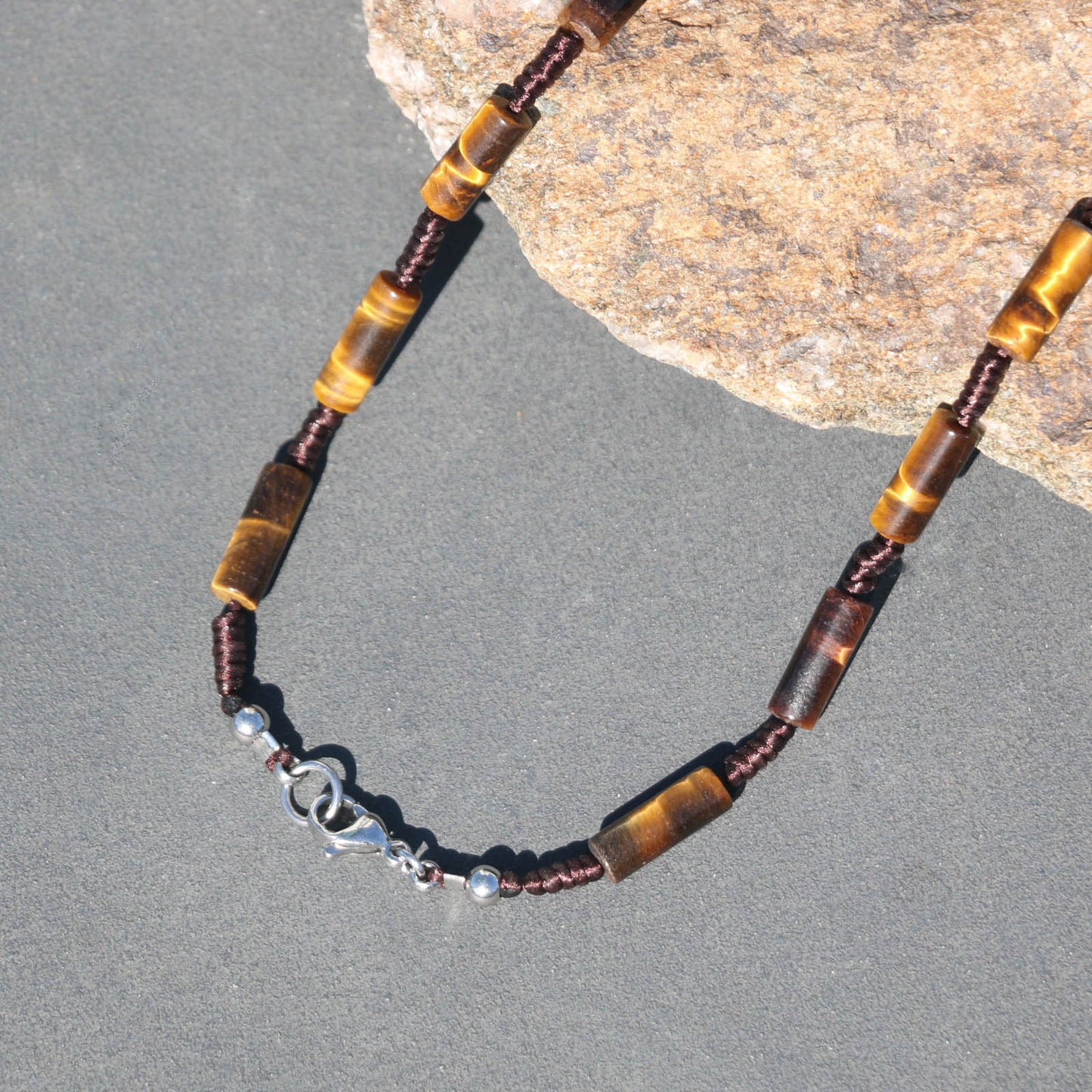 Handmade Tiger Eye Stone Necklace 22 Inches