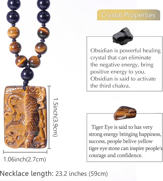 PN001 Tiger Eye Beads Necklace for Men Son
