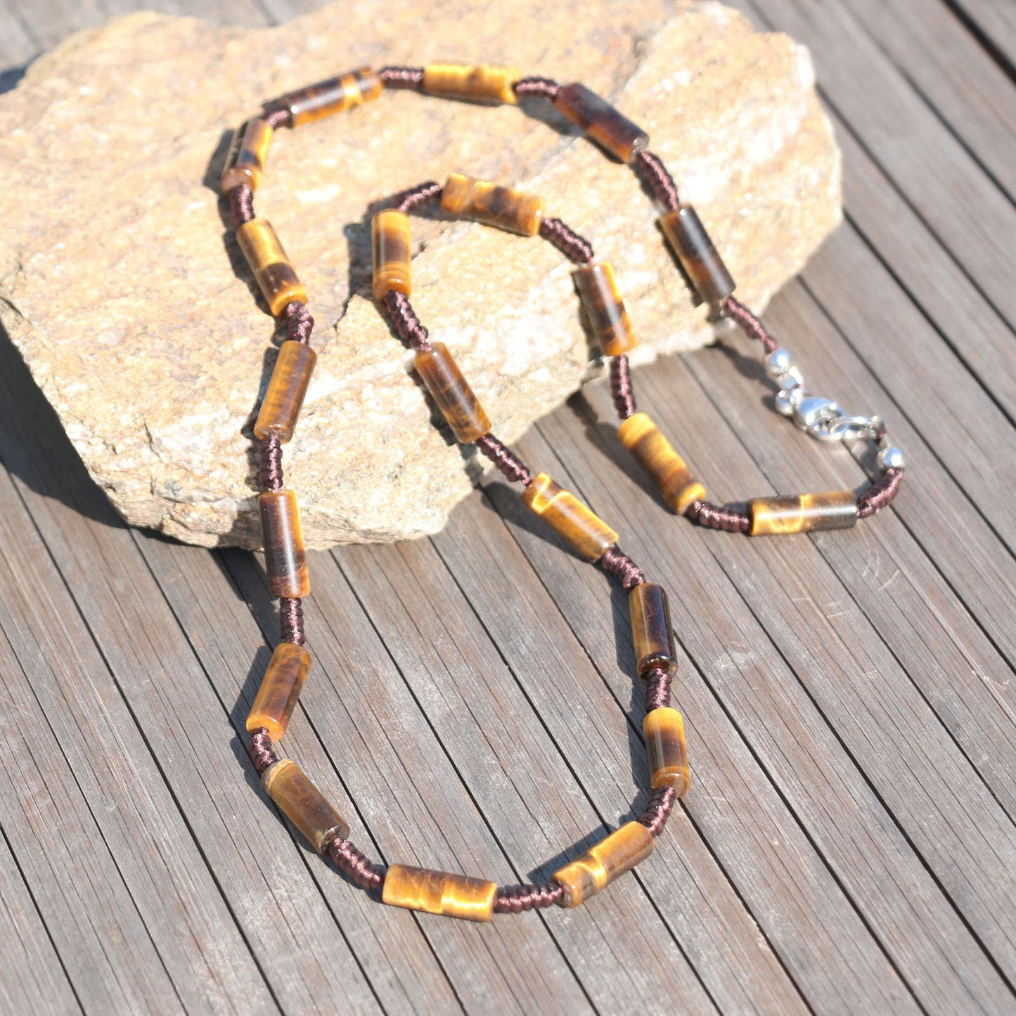 Handmade Tiger Eye Stone Necklace 22 Inches