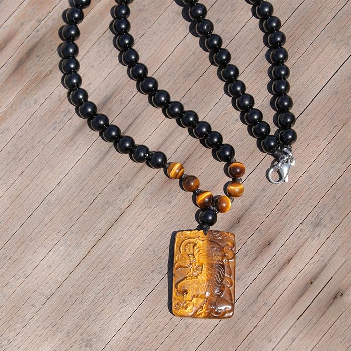 PN001 Tiger Eye Beads Necklace for Men Son