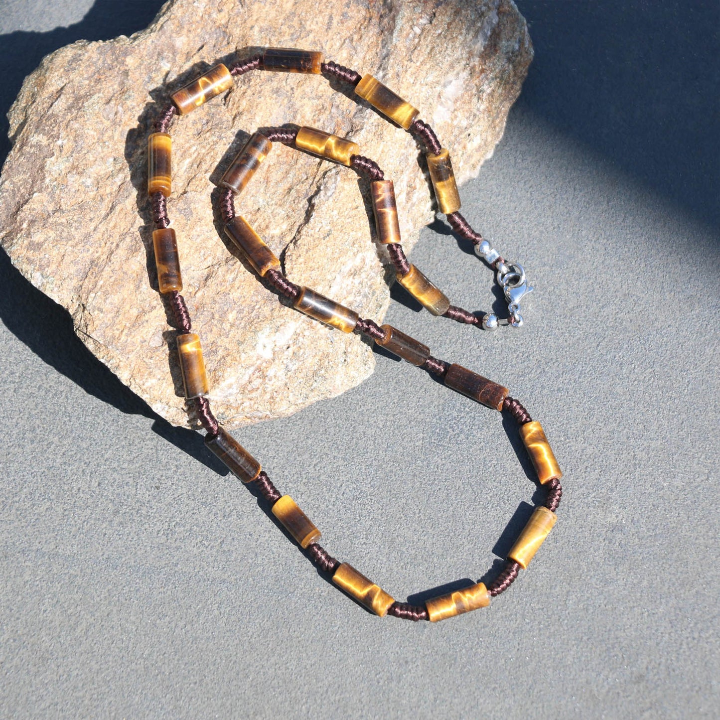 Handmade Tiger Eye Stone Necklace 22 Inches