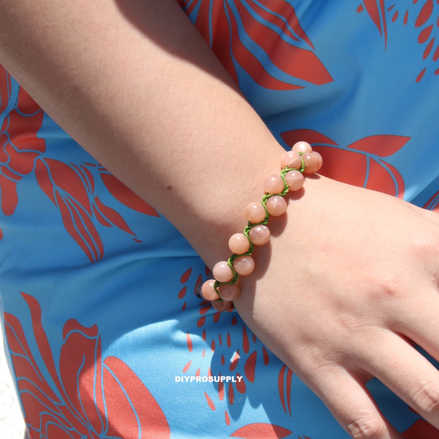 DB803 Peach Moonstone Kynaite Charm Bracelet for Women Girls