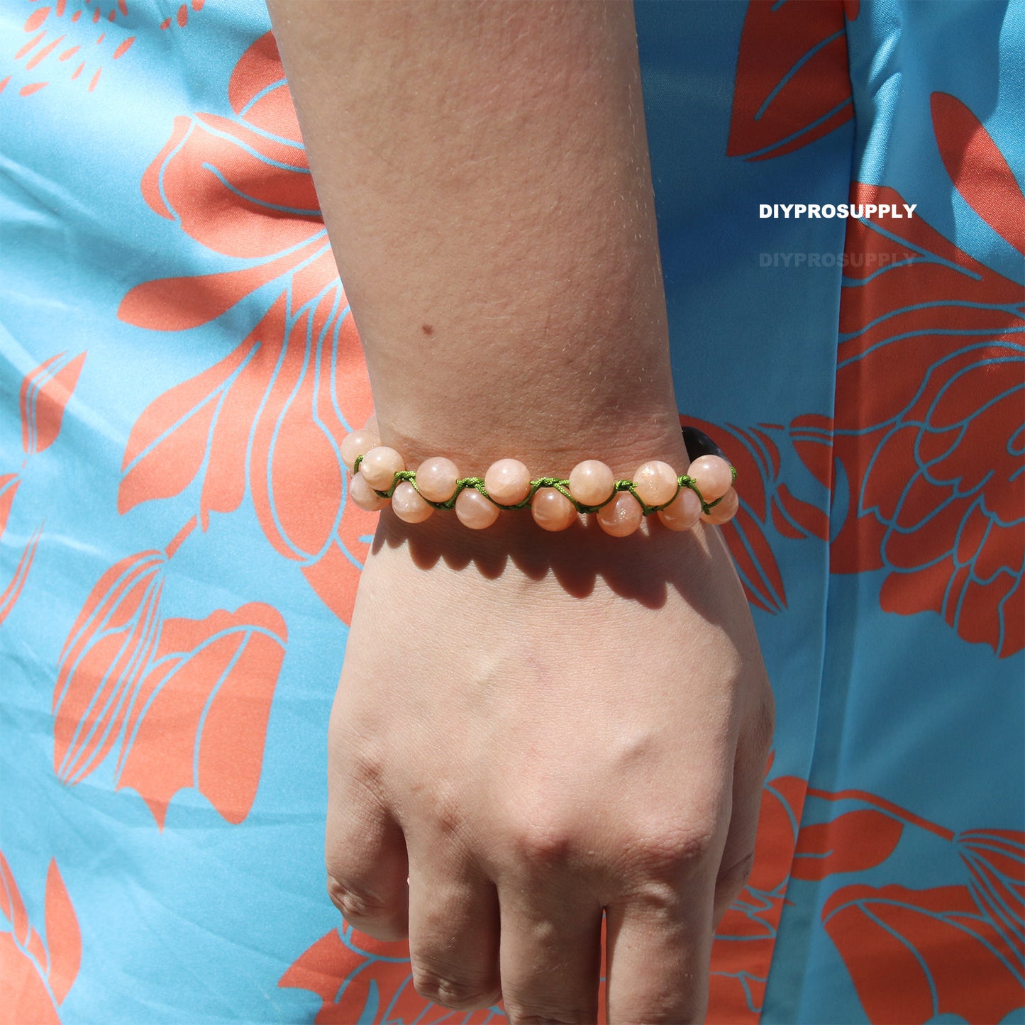 DB803 Peach Moonstone Kynaite Charm Bracelet for Women Girls