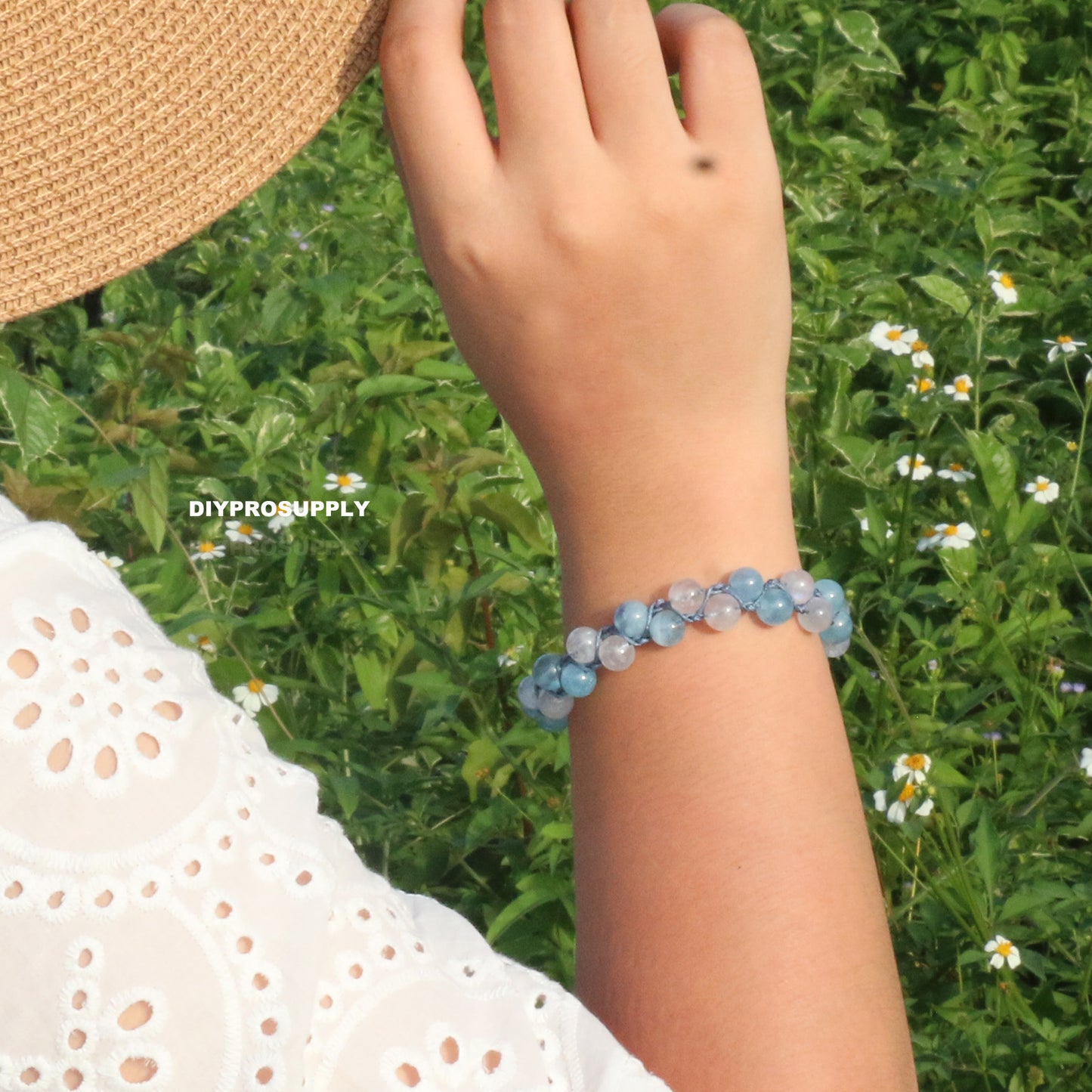 DB805 Aquamarine Moonstone Double Beaded Bracelet for Women Girls