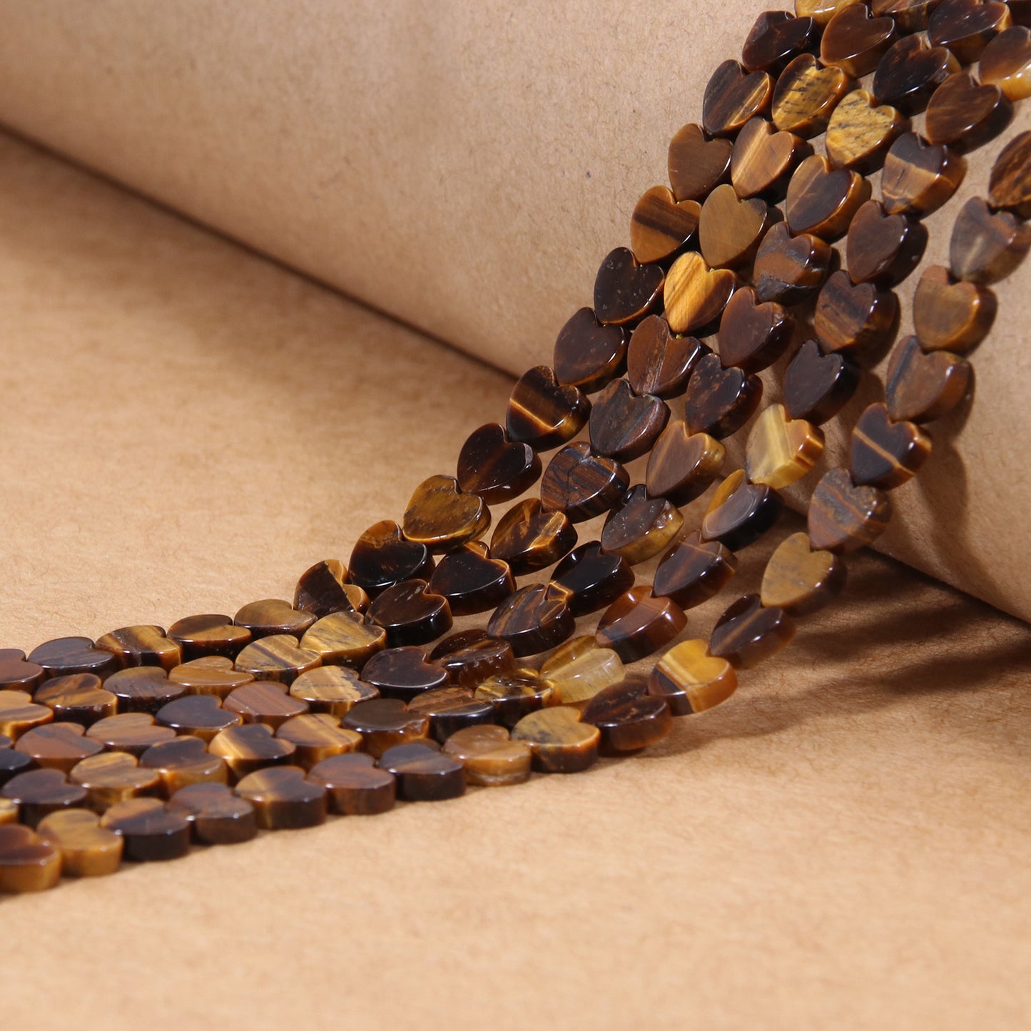 Premium Tiger's Eye Heart Beads - Bold Striped Crystal Craft Beads for Artisan Jewelry